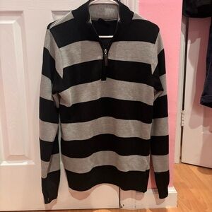 Beverly Hills Polo Club Black and Gray Quarter Zip-Up Sweater